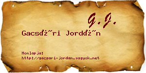 Gacsári Jordán névjegykártya